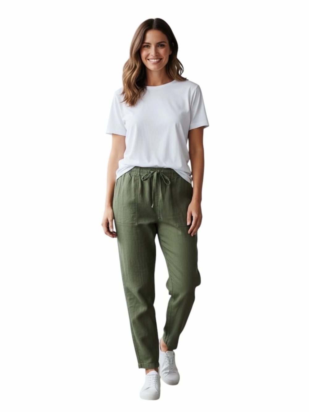 Time and Tru•Olive Drawstring Jogger Straight Leg Pants